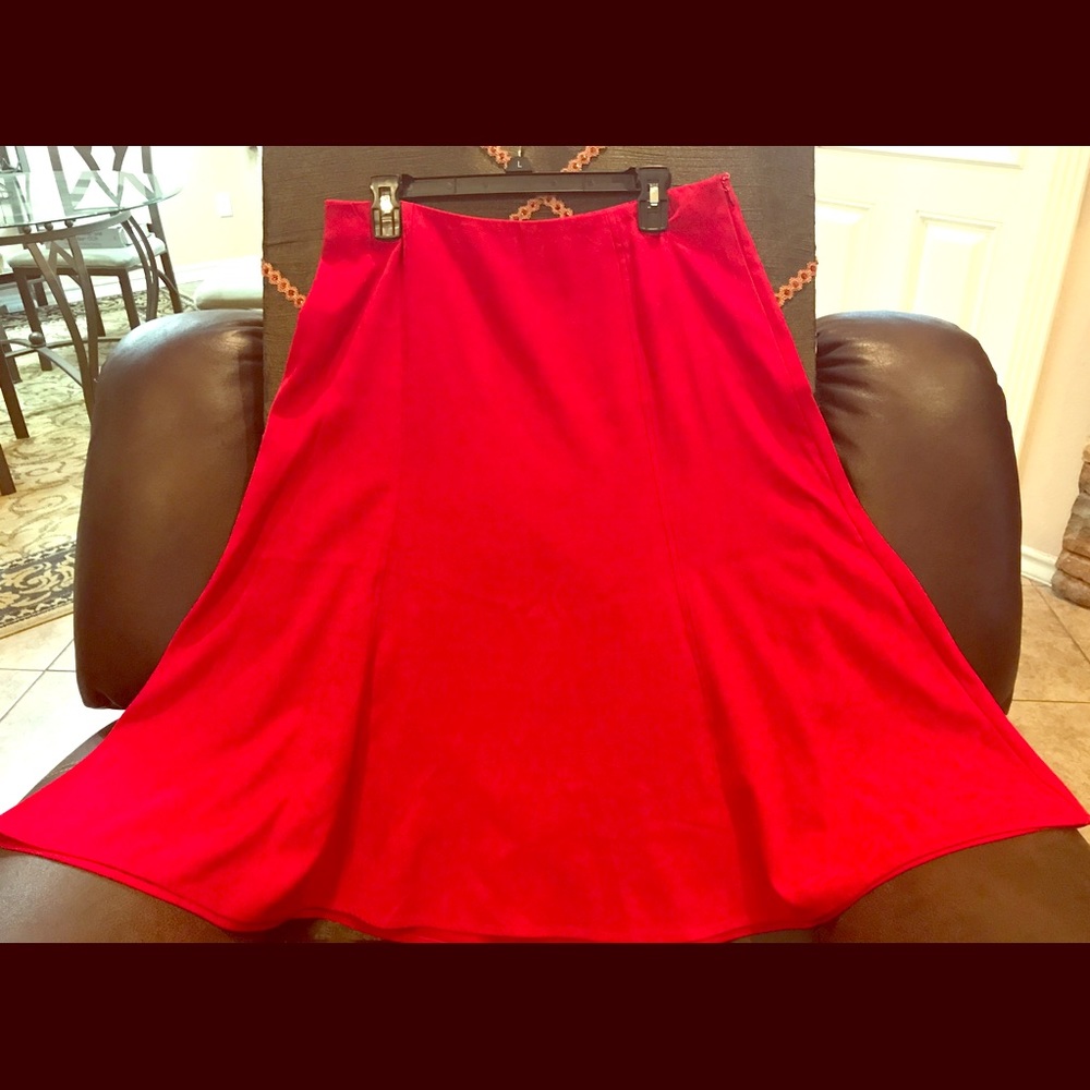 JM Collection Red Faux suede Tulip Skirt